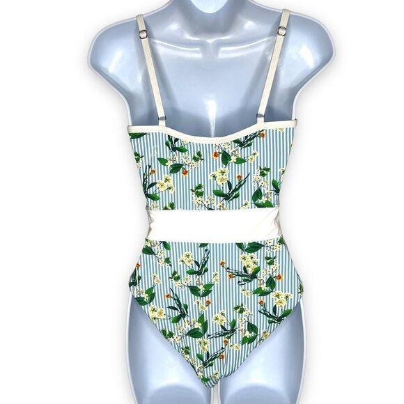Dippin Daisy's Women's Multicolor Floral Striped‎ One Piece Swimsuit Medium NWT - Picture 2 of 13